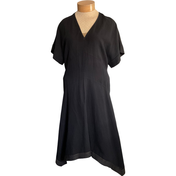 Zara Woman's Dress Size 2X Black V-Neck Short Sleeve Asymmetrical Hem - Picture 1 of 9